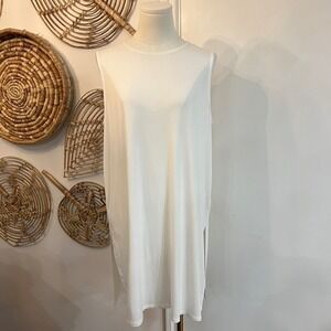 Eileen Fisher Sleeveless Tunic Tank Long Minimalist Capsule Layering White M